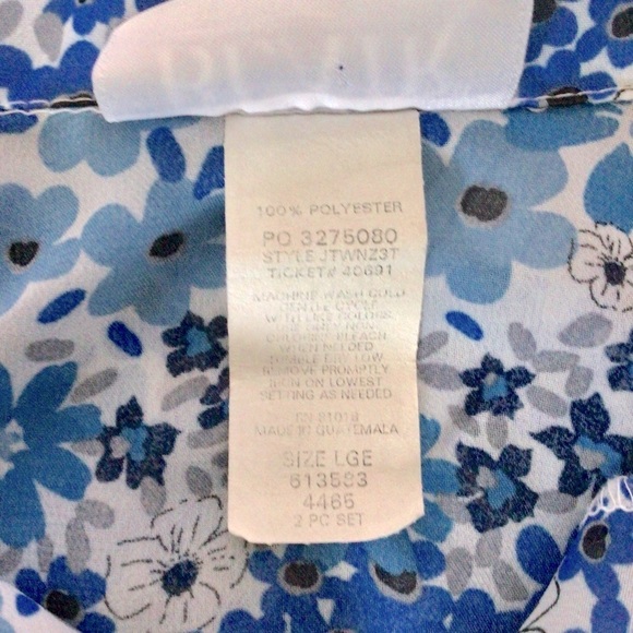 Blair Blue and White Floral Long Sleeve Button Down Sheer Top - Size Large - Picture 7 of 7